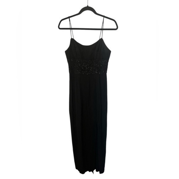 Vintage Black Spaghetti Strap Slip Maxi Dress - Picture 1 of 6